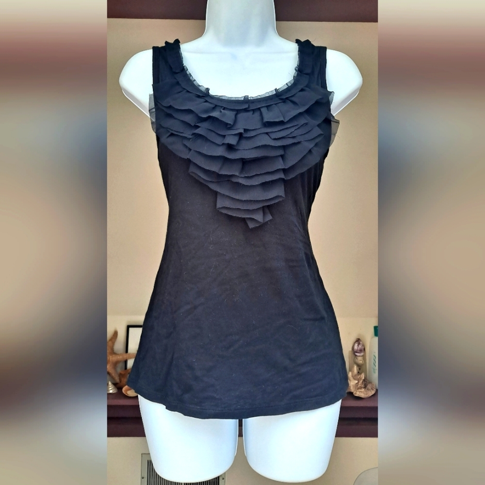 NWOT Brand New Ann Taylor Ruffle Tank Top Ruffle Blouse Sleeveless Tunic Sheer M
